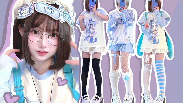 【قطة صغيرة بلون الماء】 إطلالة الفتاة المريضة♡🐰 جذابة ꒰ঌ✞໒꒱