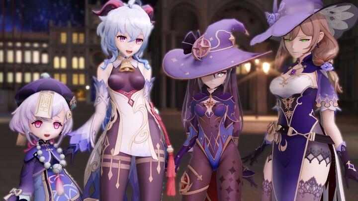 [Genshin Impact /MMD] Qiqi akan mengajakmu minum santan! Qiqi/Lisa/Mona/Ganyu