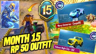 OMG 😱 Month 15 Royale Pass - RP 50 Male Oufit Reveal | NEW Robust and Warp Sport Car First Look !