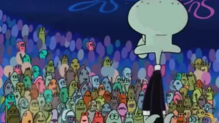 [Squidward] chơi bài "Sunny Day" trên máy ghi âm với đôi mắt rưng rưng