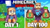 I Survived 100 DAYS as MR BEAST in HARDCORE Minecraft | Minecraft Resident