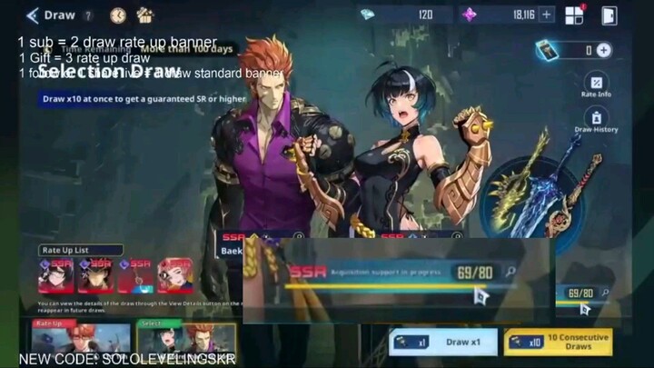 Solo leveling: Arise game draw session luckiest draw.