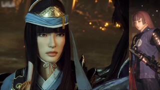 Seorang wanita yang hanya mengenakan pakaian "Nioh 2" yang keterlaluan tapi tampan membangun seri ba