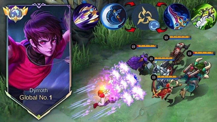 GLOBAL 1 DYRROTH BEST ONE SHOT BUILD GUIDE 2024 TO DOMINATE TANKY META ENEMIES!
