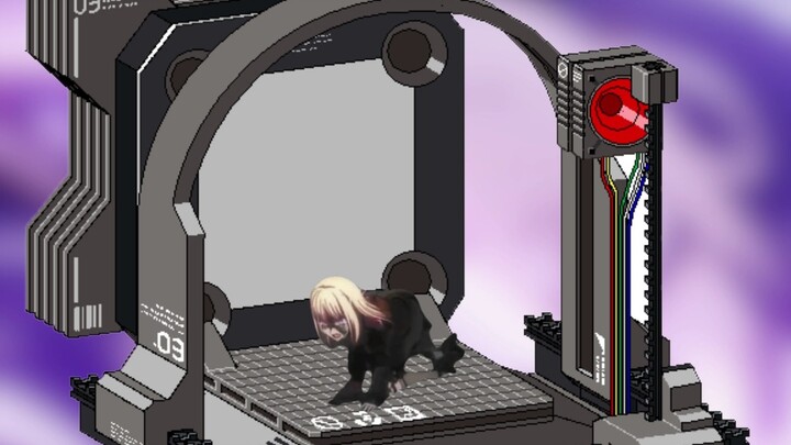 Miku crawls on a fun machine