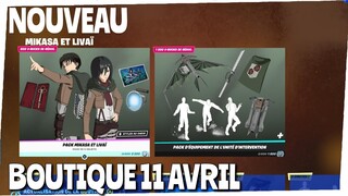 NOUVEAUX SKINS MIKASA ET LIVAI en boutique du 11 avril 2023 sur FORTNITE !