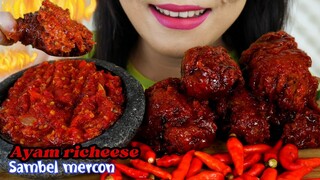 PEDAS EKSTRIM 💥ASMR AYAM RICHEESE LEVEL 5  PAKE SAMBEL MERCON 🔥🔥 | ASMR MUKBANG INDONESIA