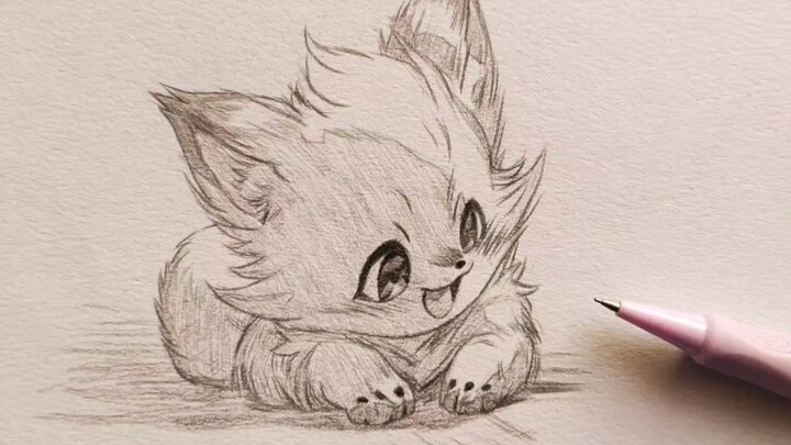 Menggambar kucing imut seperti ini sangat mudah, bukan? Cuma lihat sekali langsung bisa! Ayo, mari m