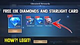 FREE 13K DIAMONDS AND STARLIGHT CARD! FREE DIAMONDS! LEGIT! (CLAIM FREE!) | MOBILE LEGENDS 2023