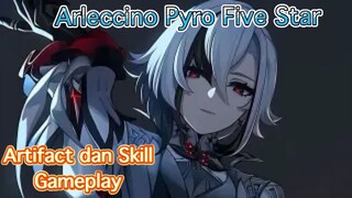 Genshin Impact INDO - Pembahasan Arleccino Pyro Five Star mengenai Artifact dan Skill + Gameplay