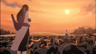 Comparison of the two versions of Sasuke defeating a thousand ninjas with his clothes as clean as be