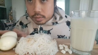 ASMR __WHITE FOOD__ RICE NOODLES, BOILED EGGS, MARSHMALLOWS ⚪️⚪️⚪️