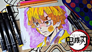 (Speed Drawing) Menggambar Zenitsu Satsuma Dari serial anime - Kimetsu No Yaiba