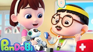 Baby Doctor Checkup Song | Robot Puppy Got Hurt | Nursery Rhymes | Super Pandobi