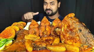 SPICY BIG FISH CURRY, BRINJAL FRY, BIG FISH HEAD, FISH GRAVY, RICE MUKBANG ASMR EATING SHOW ||