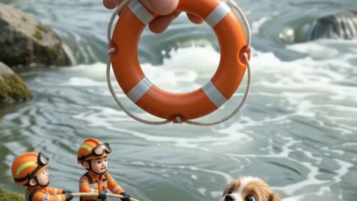 🐶🌊 Tiny Puppy Swept Away by a River… Giant Hand Rescue! 🦾❤️ #Shorts