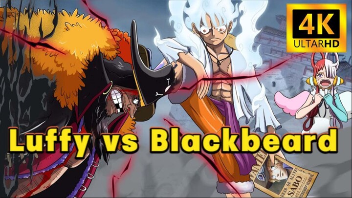【OP 4K Anime】Luffy vs Blackbeard!Save Uta, Blackbeard kneel under SUN GOD NIKA | One Piece Fan Anime