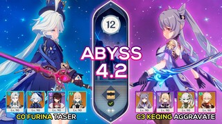 C0 Furina Taser & C3 Keqing Aggravate I Spiral Abyss 4.2 Floor 12 9 stars Genshin Impact