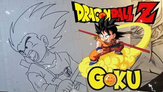 menggambar anime dragonball goku kecil