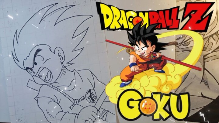 menggambar anime dragonball goku kecil