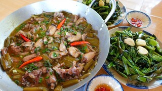 Lạ Miệng Với Món Ếch Đồng Kho Dưa Môn, Rau Ngổ Xào Tỏi | MTQH