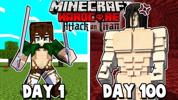 I Survived 100 Days as EREN YEAGER in Attack on Titan Minecraft!