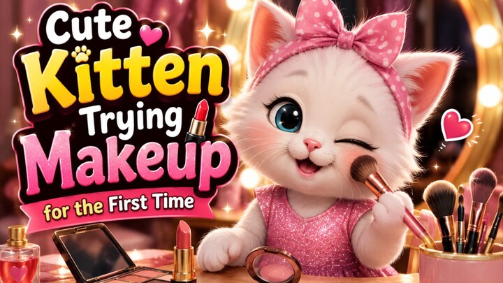 🐱💄 Cute Kitten’s First Makeup Transformation ✨ | Adorable Cat Story 😻