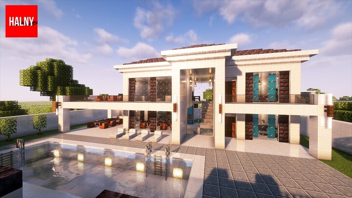 How to build a villa with a pool in Minecraft