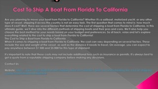 Cost To Ship A Boat From Florida To California