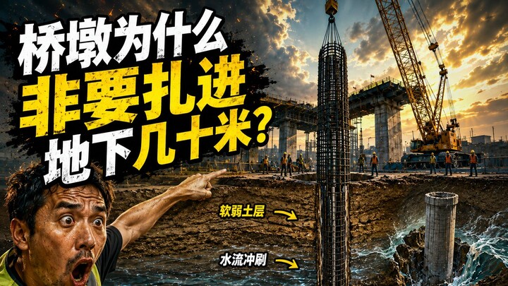 Why must bridge piers be driven dozens of meters underground?