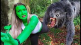 She-Hulk VS Wolf Dog | HULK SMASH In Real Life
