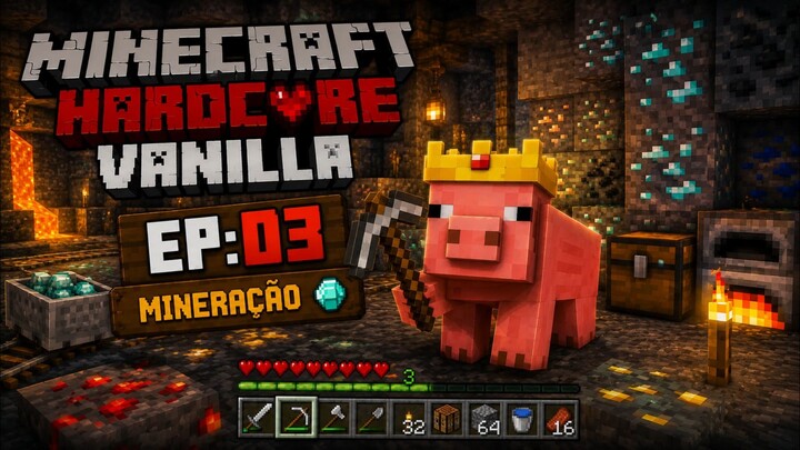 A PRIMEIRA MINERAÇÃO no Hardcore… e Já Deu Medo - Minecraft Hardcore Vanilla #3