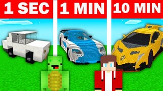 Mikey & JJ - NOOB vs PRO : CAR in Minecraft (1 Sec vs 1 Min vs 10 Min) - Maizen