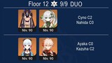Spiral Abyss 3.3 DUO Cyno C2 & Nahida C0 / Ayaka C0 & Kazuha C2 Floor 12 Genshin Impact