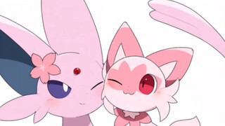 Kucing Daun Baru dan Eevee Matahari Berwarna Sakura