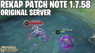 REKAP PATCH NOTE 1.7.58 ORIGINAL SERVER MOBILE LEGENDS - KEBANGKITAN HANABI IS RILL!