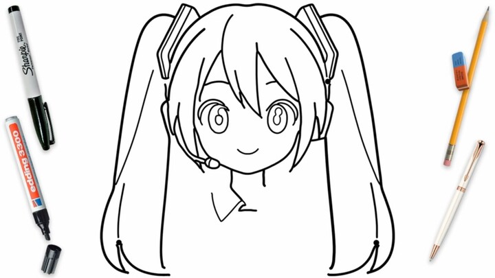 How To Draw Hatsune Miku Easy Step By Step | Vocaloid Art Lesson