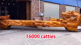 Khúc gỗ đường kính 2 mét làm bàn rồng phượng 9 mét, nặng 8 tạ