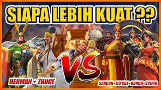 DUEL HERMAN PRIME & ZHUGE LIANG VS KOMANDAN INFANTRI MUSIM PENAKLUKAN RISE OF KINGDOMS