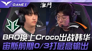 BRO vs HLE BRO换上Croco出战韩华！宙斯前期0/3打最高输出！ Game 1 | 2025 LCK常规赛 第1-2轮