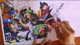 ONE PIECE | Strawhat Pirates Wano Kuni | Drawing Timelapse | Fivience Arts