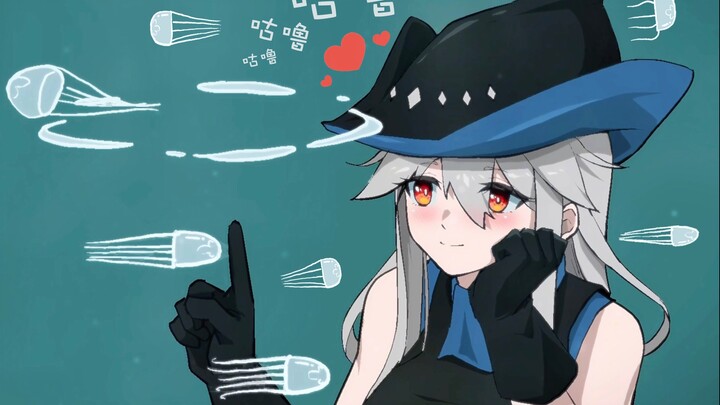 ♥️Skadi is just teasing the jellyfish♥️Naughty little killer whale!