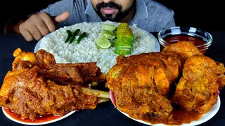 SPICY MUTTON RIBS BHUNA, WHOLE CHICKEN CURRY, EXTRA GRAVY, RICE, SALAD ASMR MUKBANG | #LiveToEATT