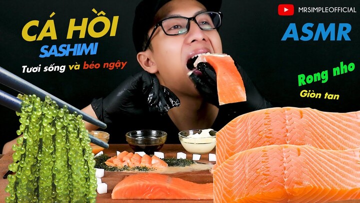 ĂN TẢNG CÁ HỒI SỐNG TƯƠI NGON BÉO NGẬY CHẤM TƯƠNG MÙ TẠT NHẬT + SỐT MAYONNAISE | MR SIMPLE OFFICIAL