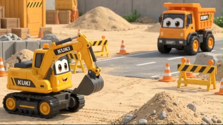 Kuki Bangun Jalan Pertama! 🚜 Dumpy & Rolly Bantu Kuki | Kuki & Friends