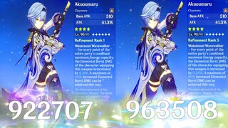 Eula C3 Akuoumaru R1 to R5 Damage Showcase - Broken Weapons For Nuke - Genshin Impact