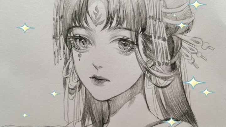 [Hand-painted] No sketches to draw the beauty A Li! I'm so nervous to post a video for the first tim