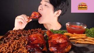 Mukbang mì với đùi gà và khoai tây chiên phần 3 #anngon