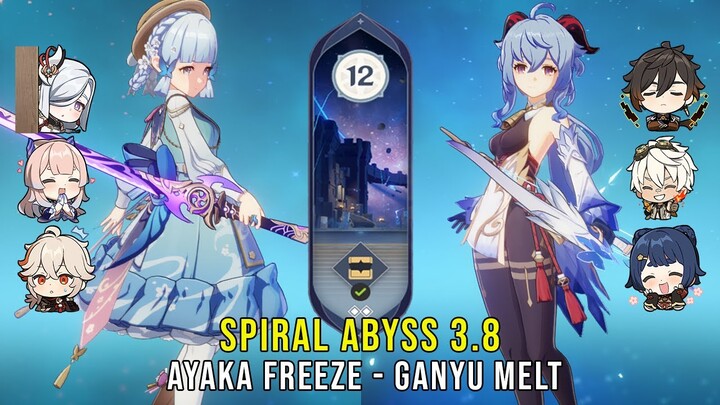 C0 Ayaka Freeze and C0 Ganyu Melt - Genshin Impact Abyss 3.8 - Floor 12 9 Stars