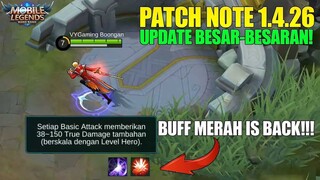 GUSSION NERF, VALIR BUFF, PERUBAHAN MONSTER JUNGLE, BUFF MERAH KEMBALI HADIR - PATCH NOTE 1.4.26